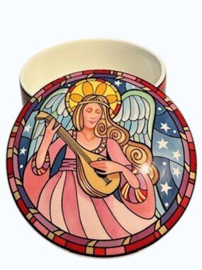Mikasa Herald Angel  Lidded Porcelain Large Trinket Box 5"